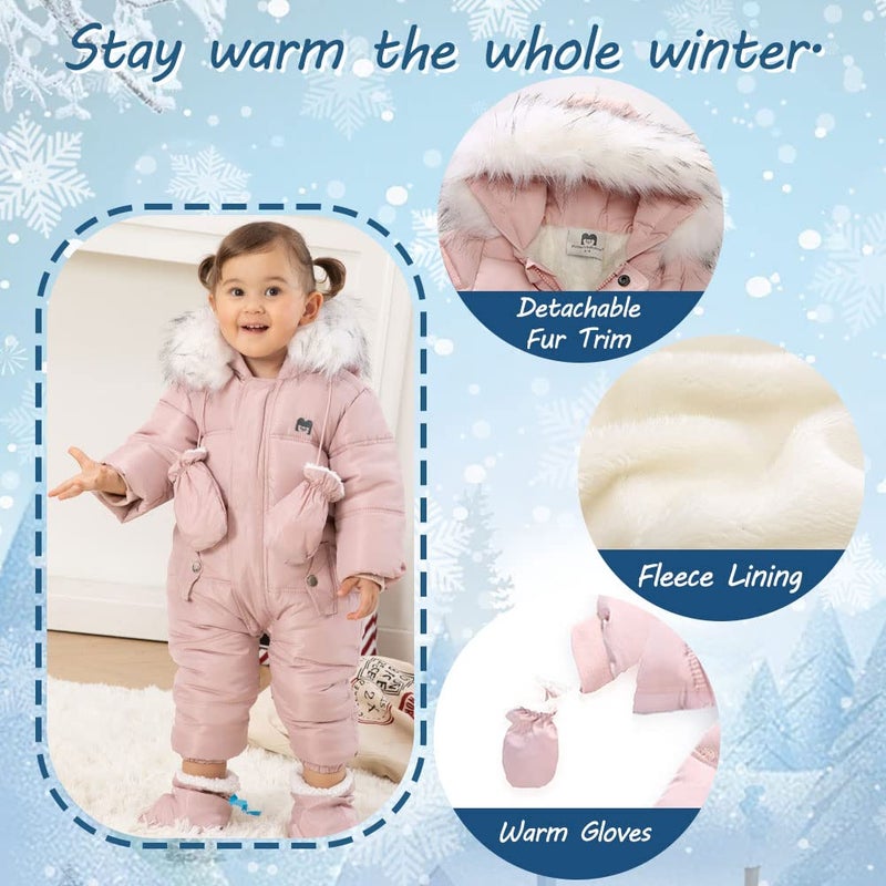 XIFAMNIY Baby Girls and Boys Snowsuit Winter suits Jumpsuit Outwear Hooded Footie Snow suits - Image 4